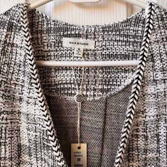 NWT Max Studio Tweed Nautical knit Blazer Sweater cardigan neutral Medium - Picture 6 of 12